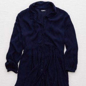 Aerie Navy Button Up Flowy Top
